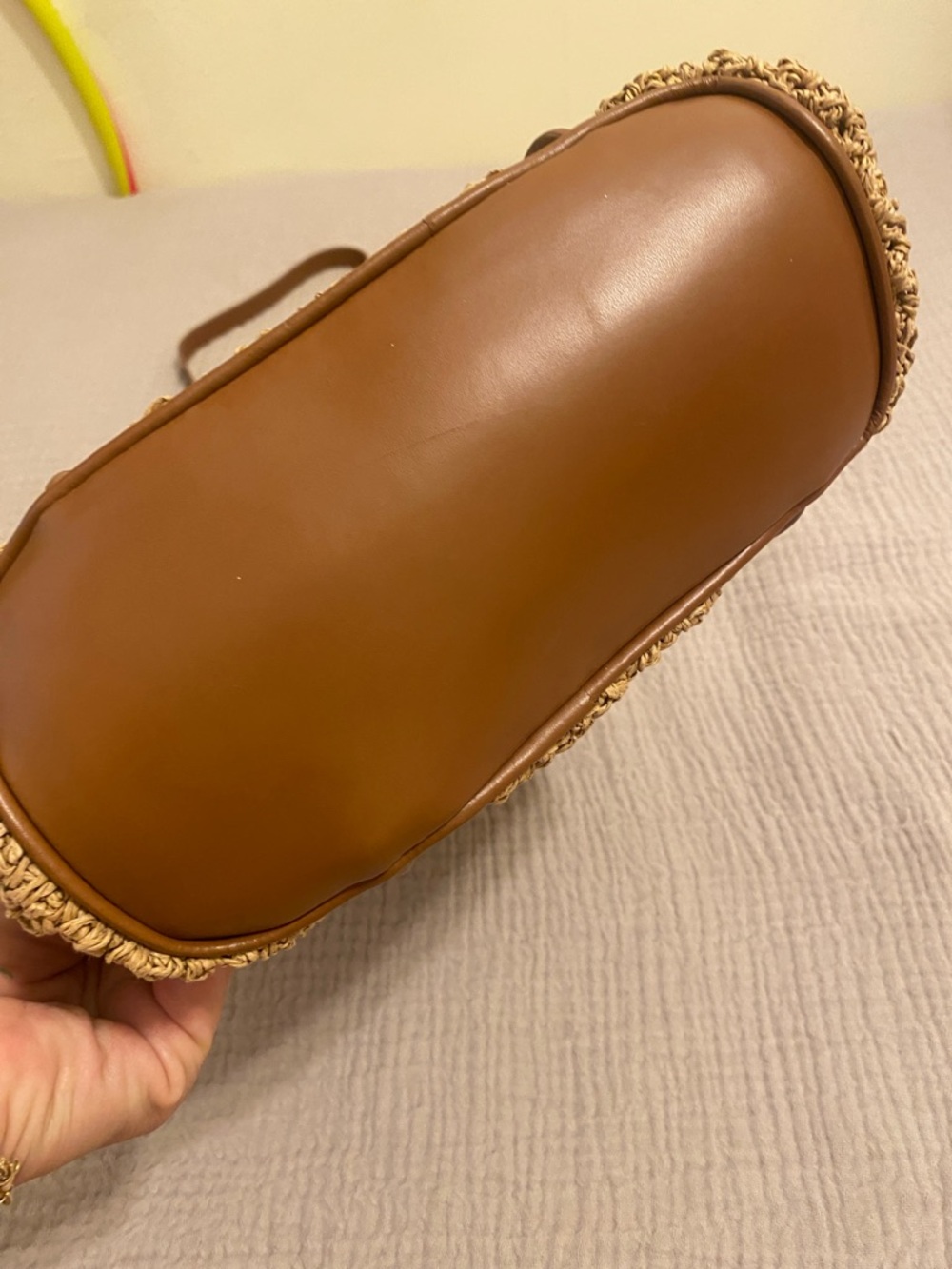 BODEN Woven Straw and Leather Tote Bag in Tan - Picture 7 of 14